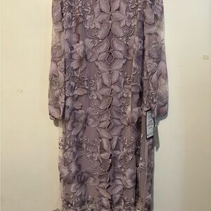 Alex Evenings Long Sleeve Lace Dress in Purple
